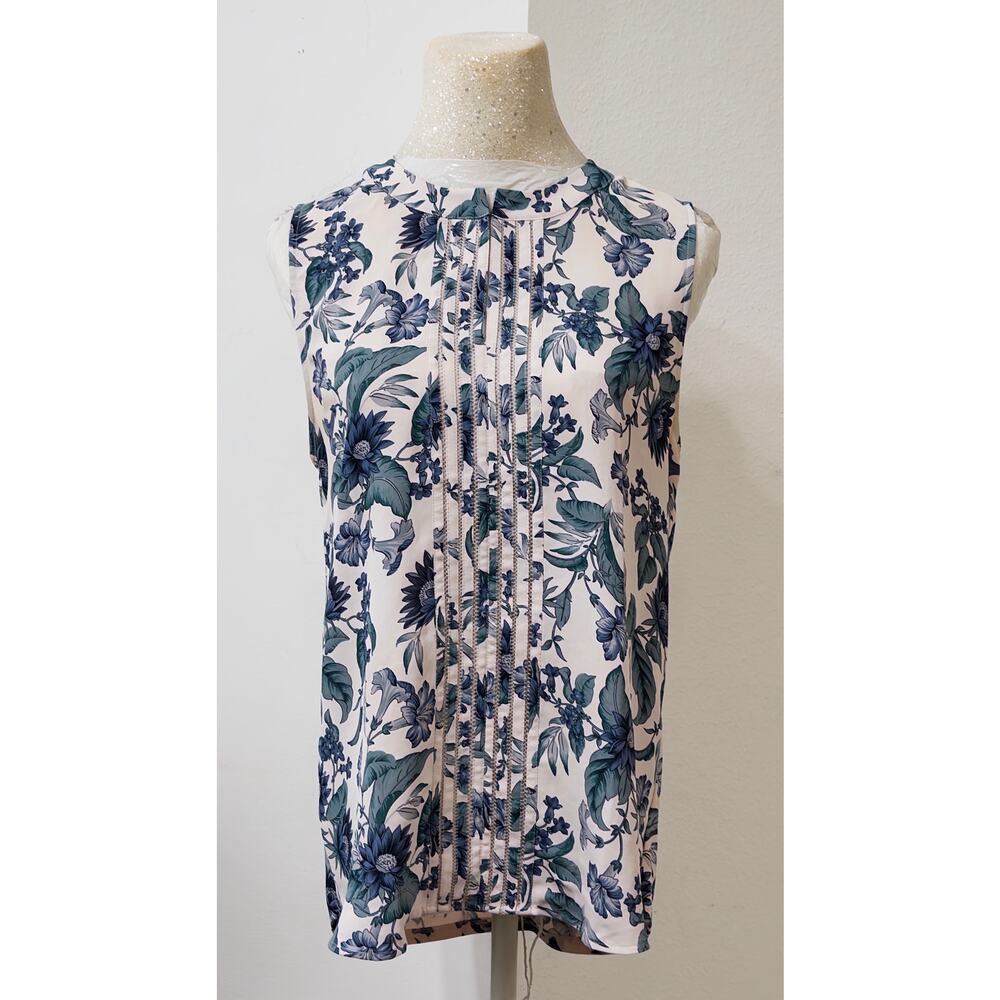 Ann Taylor womens‎ sleeveless floral blouse sz M quiet luxury office brunch
